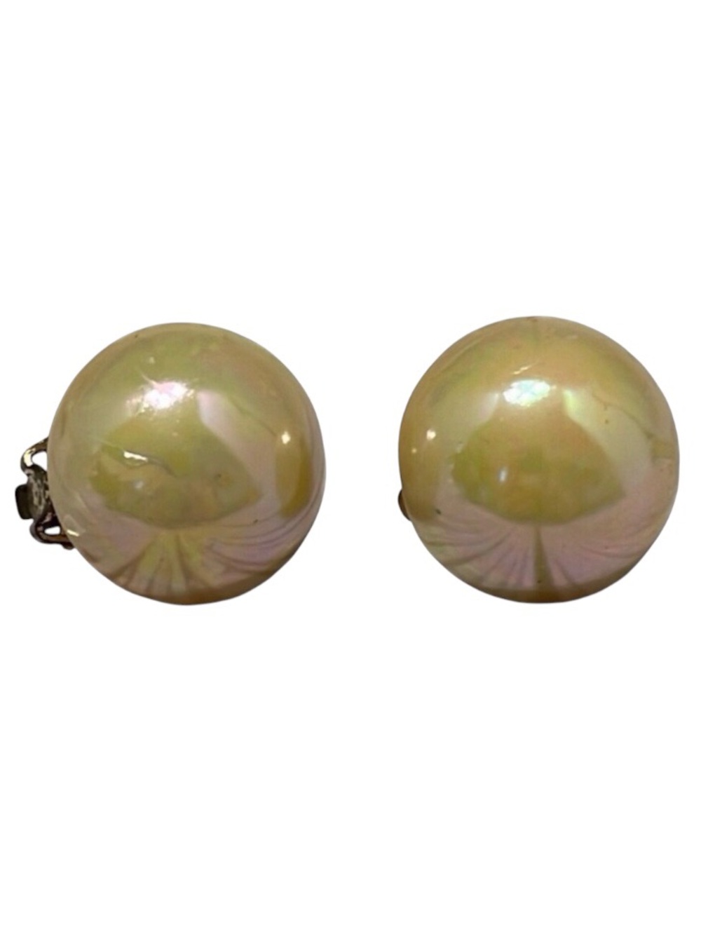 Vintage Faux Pearl Gold Tone CLIP Earrings